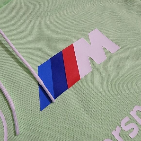 Puma BMW MMS Essentials Fleece Hoodie Sweatshirt Men's Size Small S White Green - Picture 6 of 8
